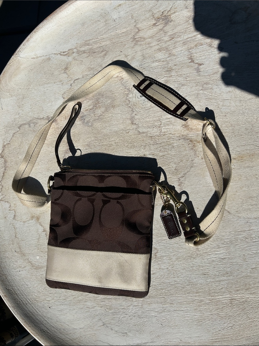 Coach Brown & Beige Signature Crossbody Bag